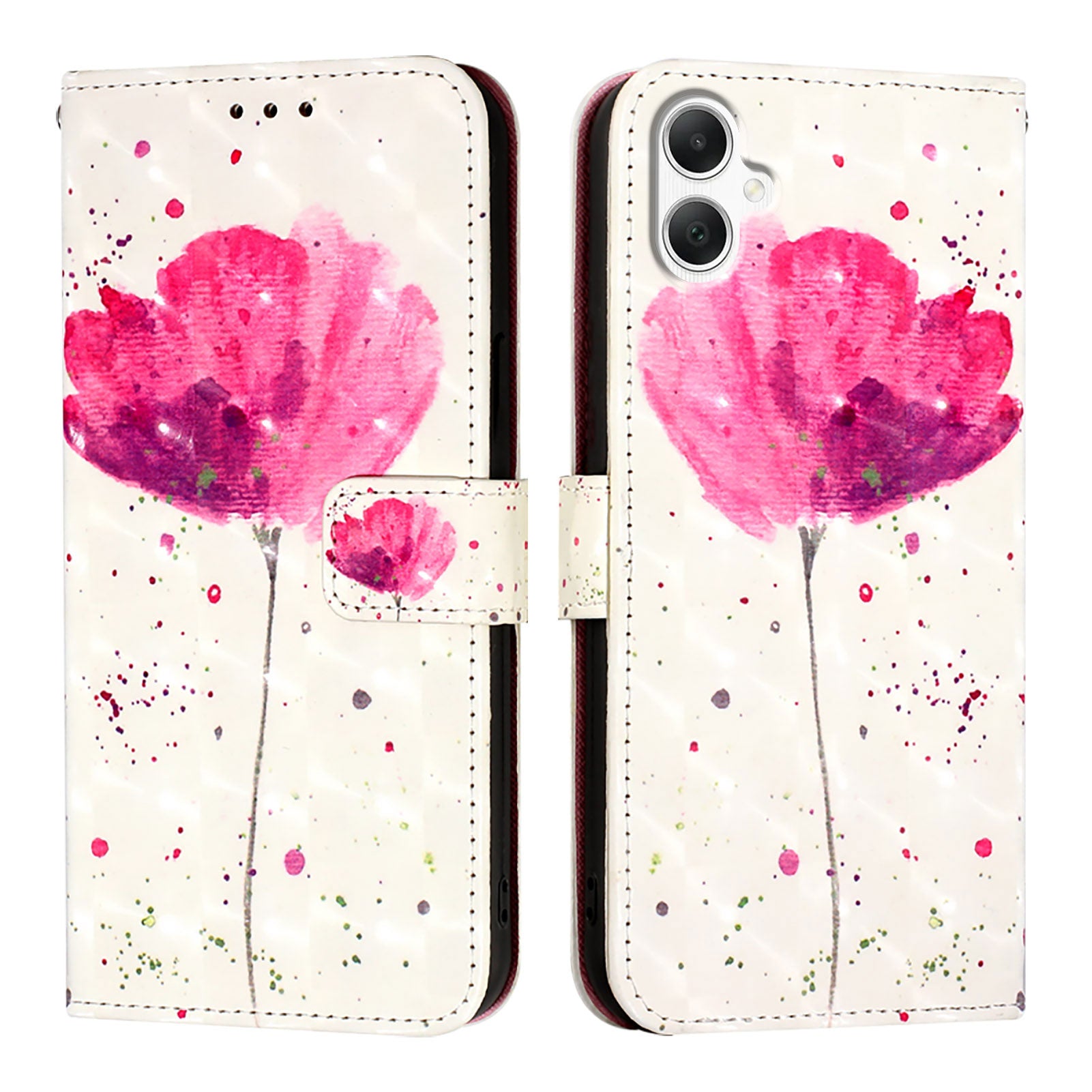 For Samsung Galaxy A06 Leather Case YB Pattern Printing Leather Series-2 Pattern Printing Wallet Stand Cover - Flower For Samsung Galaxy A06 Leather Case YB Pattern Printing Leather Series-2 Pattern Printing Wallet Stand Cover - Flower